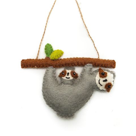 Gringo Felt Mother and Baby Sloth Hanging Decoration