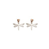Pom Silver and Rose Gold Plated Heart Dragonfly Drop Earrings