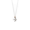 Pom Silver Plated Swallow Necklace with Golden Heart