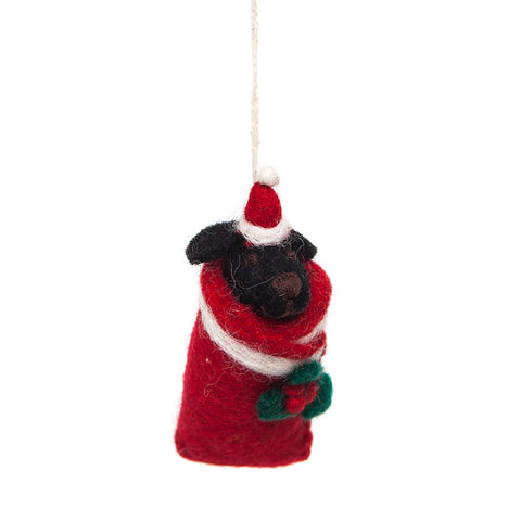 Amica Felt Christmas Swaddling Black Labrador Puppy Decoration