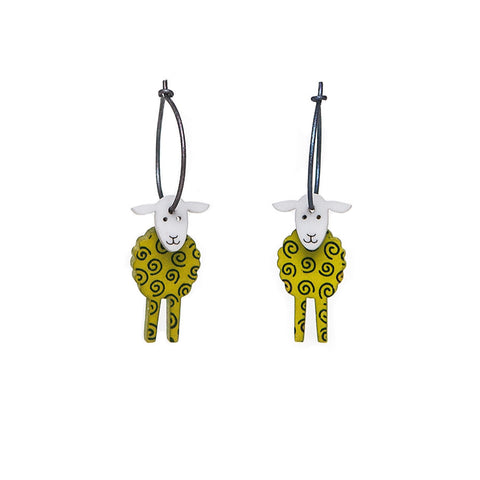 Lene Lundberg K-Form Chartreuse/Grey Sheep Earrings