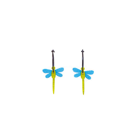Lene Lundberg K-Form Blue/Green Dragonfly Earrings