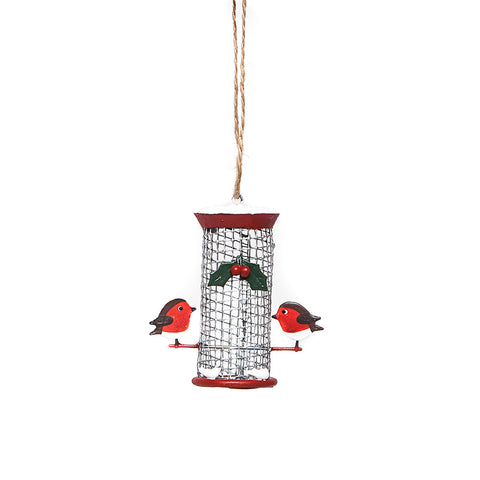 Robins on Bird Feeder Hanging Decoration from Shoeless Joe