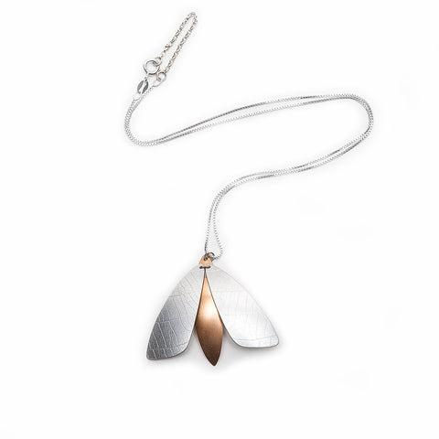 Mor by Design Textured Aluminium and Silver Moth Pendant