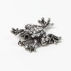 Sparkly Diamante Silver-Finish Frog Brooch