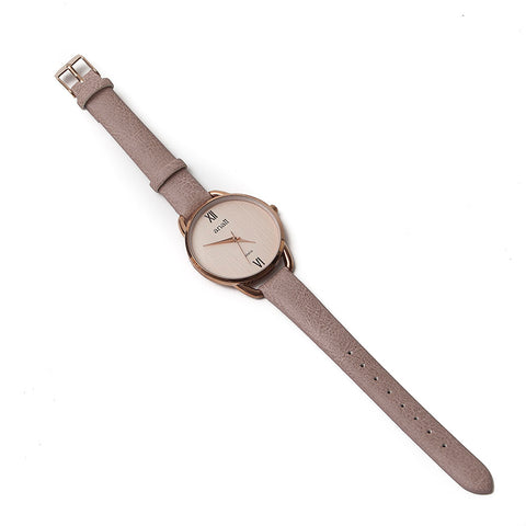 Anaii 'Malia' Ladies Rose Gold Watch with Pale Taupe Strap