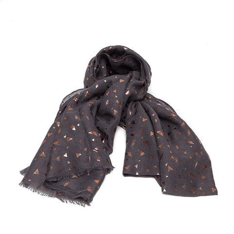 Dark Grey Scarf with Rose Gold Triangles
