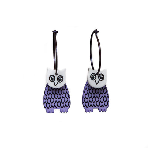 Lene Lundberg K-Form Lilac Owl Earrings