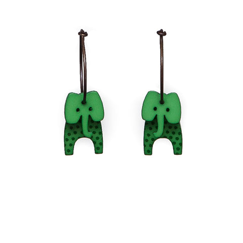 Lene Lundberg K-Form Bright Green Spotty Elephant Earrings