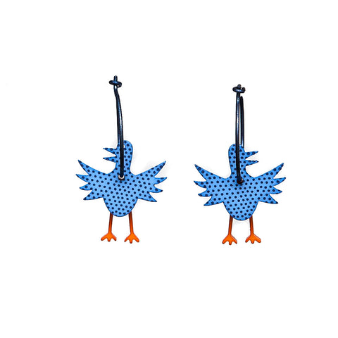 Lene Lundberg K-Form Blue Spotty Bird Earrings