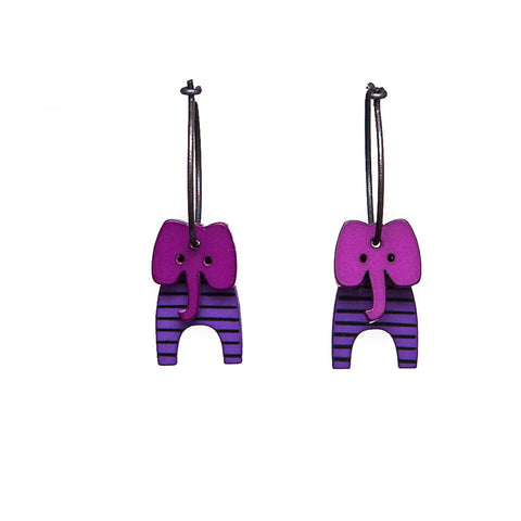 Lene Lundberg K-Form Purple Stripey Elephant Earrings