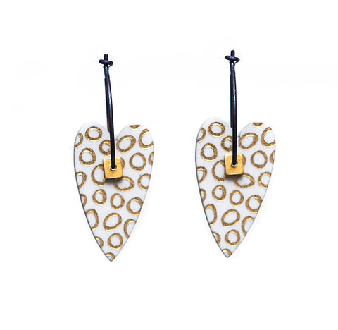 Lene Lundberg K-Form White Heart Earrings