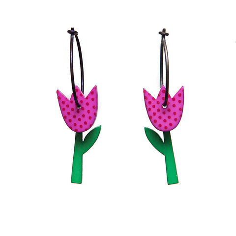Lene Lundberg K-Form Pink Spotty Tulip Earrings
