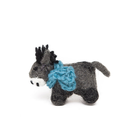 Amica Fair Trade Felt Mini Donkey with Blue Scarf