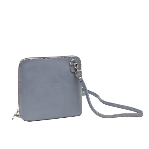 Genuine Leather Small Shoulder Bag in Light Grey