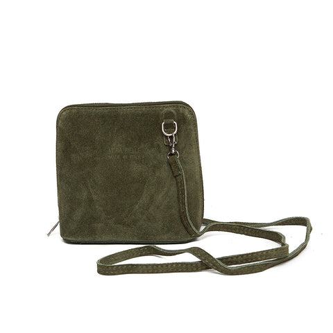 Genuine Suede Small Shoulder Bag in Moss Green