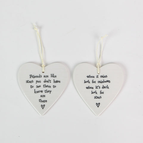 East of India Ceramic Hearts with Sentiments