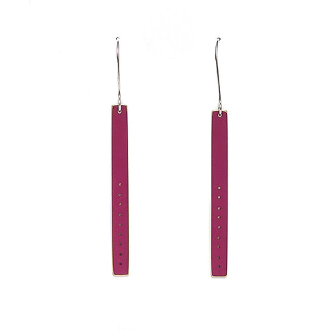 Just Trade Dark Red Elegant Bar Drop Earrings