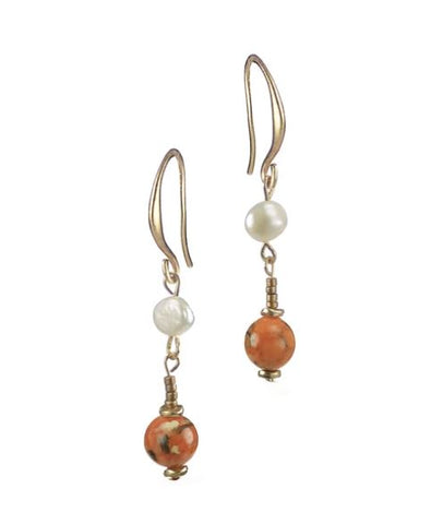 Hot Tomato Beach Comber Earrings Stone Me and Old Gold