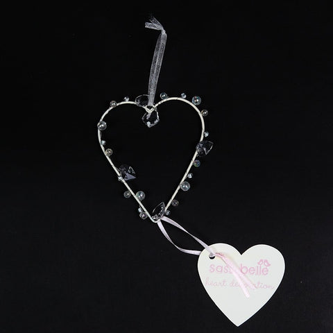 Pretty Wire Heart with Crystal Beads