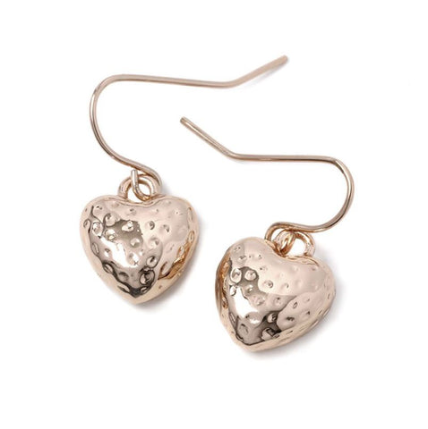 Pom Rose Gold Plated Hammered Heart Stud Earrings