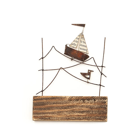 Sailing - Sail Boat on Waves Sculpture by Sarah Jane Brown
