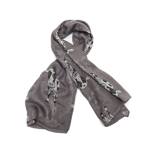 Grey Scarf with Cows