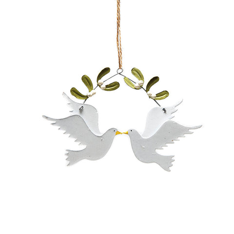 Shoeless Joe Doves and Mistletoe Hanging Decoration