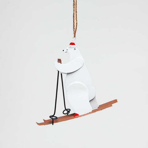 Shoeless Joe Skiing Polar Bear Hanging Decoration