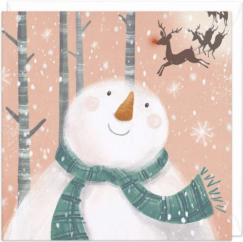 Snowman and Rudolph Christmas Card