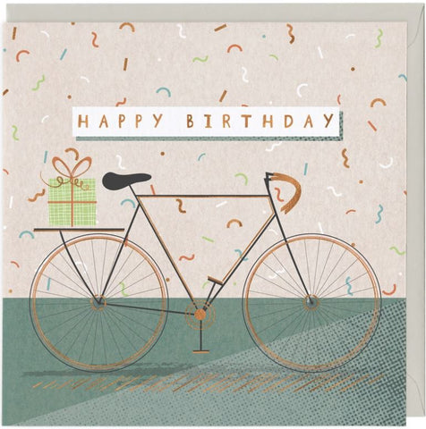 Happy Birthday Greetings Card with bicycle