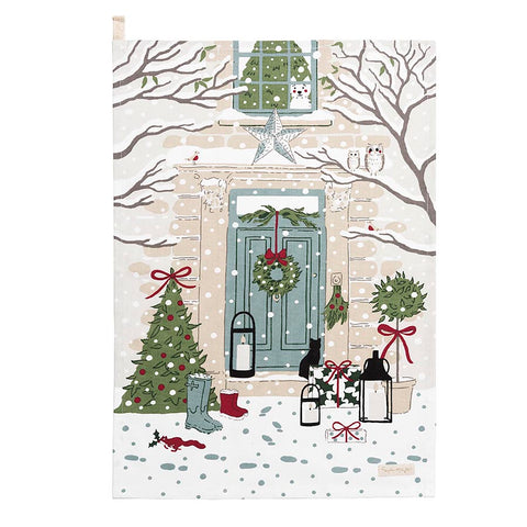 Sophie Allport Holly and Berry Scene Tea Towel