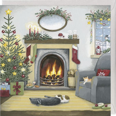 Festive Fireplace Christmas Card