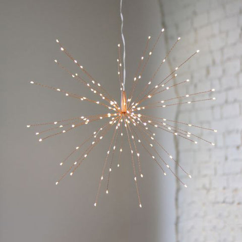 Starburst Copper Mains Powered Decorative Hanging LED Light 50cm