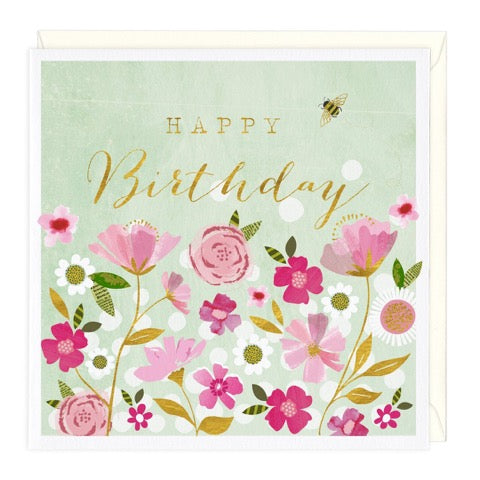 Flowers Happy Birthday Greeting Card