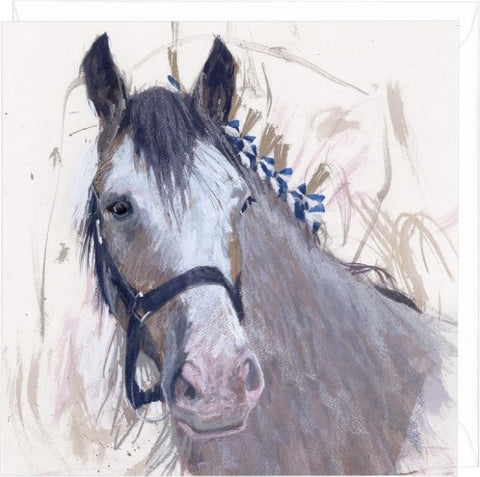Whitehills Bleu Clydesdale horse greeting card 